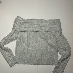 Wild Fable Light Gray Off-Shoulder Sweater